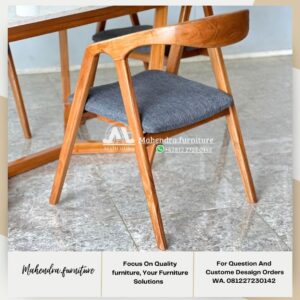 Set Meja Makan Marmer Minimalis 4 Kursi Jati Solid Modern - Gambar 6