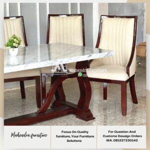 Set Meja Makan Marmer Modern 6 Kursi Mewah Jok Premium - Gambar 5