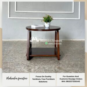 Meja Tamu Jati Minimalis Modern Rotan Meja Kopi Kayu Terbaru - Gambar 4