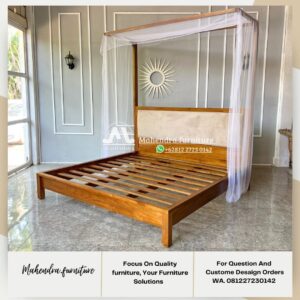 Tempat Tidur Jati Kanopi (Four Poster Bed) Dipan Minimalis Kayu
