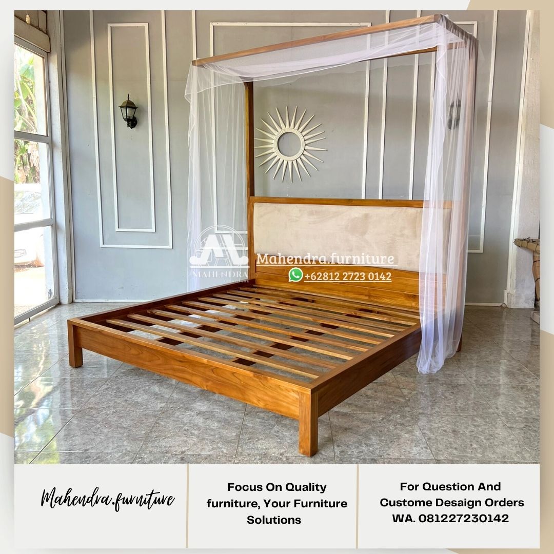 Tempat Tidur Jati Kanopi (Four Poster Bed) Dipan Minimalis Kayu