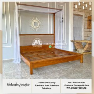 Tempat Tidur Jati Kanopi (Four Poster Bed) Dipan Minimalis Kayu - Gambar 3