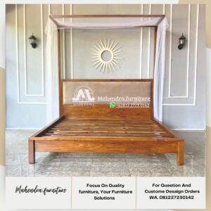 Tempat Tidur Jati Kanopi (Four Poster Bed) Dipan Minimalis Kayu - Gambar 4