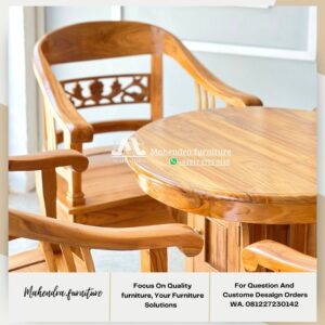 Set Kursi Teras Jati Minimalis 4 Kursi & 1 Meja kayu jati - Gambar 4