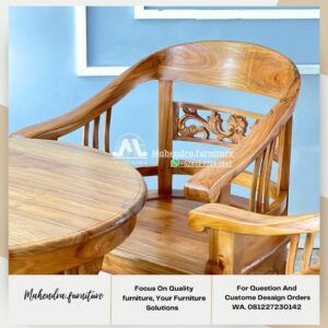 Set Kursi Teras Jati Minimalis 4 Kursi & 1 Meja kayu jati - Gambar 5