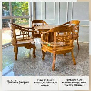 Set Kursi Teras Jati Minimalis 4 Kursi & 1 Meja kayu jati - Gambar 6