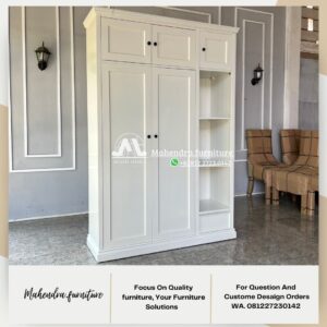 Lemari Pakaian 3 Pintu Duco Putih Minimalis Dengan Rak Terbuka