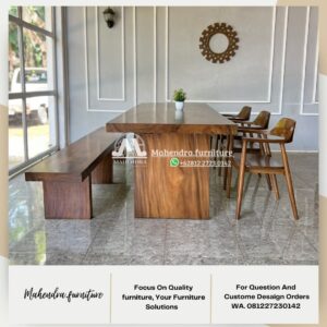 Set Meja Makan Trembesi Solid 3 Kursi Minimalis Modern