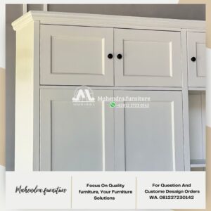 Lemari Pakaian 3 Pintu Duco Putih Minimalis Dengan Rak Terbuka - Gambar 4