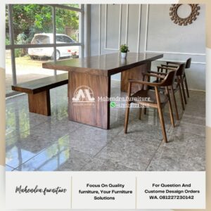 Set Meja Makan Trembesi Solid 3 Kursi Minimalis Modern - Gambar 6