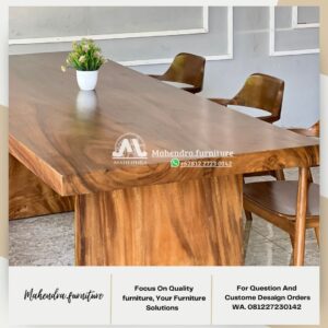 Set Meja Makan Trembesi Solid 3 Kursi Minimalis Modern - Gambar 4