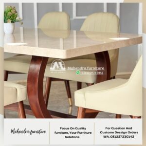Set Meja Makan Marmer 6 Kursi Minimalis Modern Premium - Gambar 4