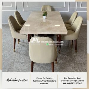 Set Meja Makan Marmer 6 Kursi Minimalis Modern Premium - Gambar 5