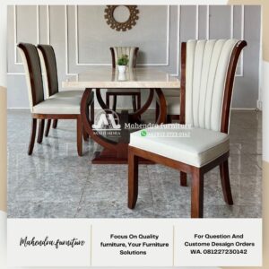 Meja Makan Marmer 6 Kursi Jok Elegant Furniture Jepara - Gambar 4