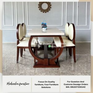Set Meja Makan Marmer Custom 4 Kursi Jok Premium - Gambar 5