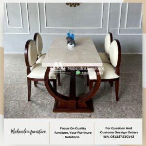 Set Meja Makan Marmer Custom 4 Kursi Jok Premium - Gambar 4