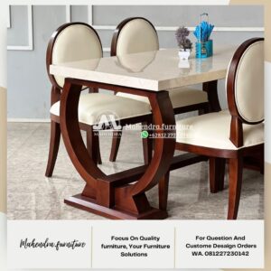 Set Meja Makan Marmer Custom 4 Kursi Jok Premium - Gambar 7