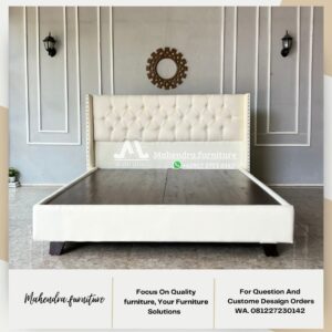 Bed Frame Tempat Tidur Putih Minimalis Modern Ukuran King Size - Gambar 3