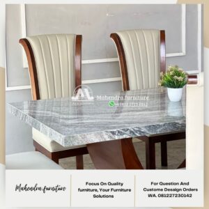 Meja Makan Marmer 6 Kursi Granit Viscon Premium Elegan - Gambar 4