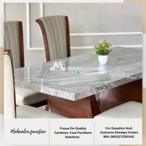 Meja Makan Marmer 6 Kursi Granit Viscon Premium Elegan - Gambar 5
