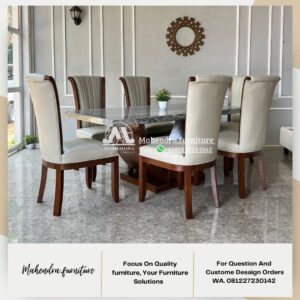 Meja Makan Marmer 6 Kursi Granit Viscon Premium Elegan - Gambar 6