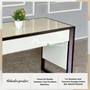 Meja Kerja 2 Laci Minimalis Modern Putih Kantor dan Rumah - Gambar 5