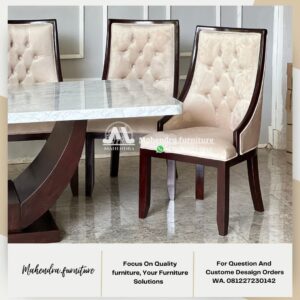 Set Meja Makan Marmer Carrara Italy 6 Kursi Elegan & Mewah - Gambar 5