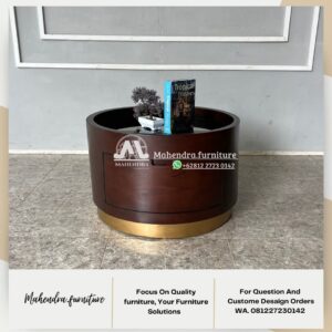 Meja Tamu Minimalis Modern Bundar dengan 1 Laci Besar - Gambar 3