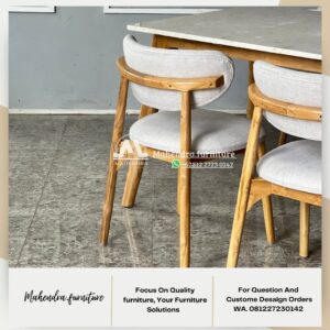 Set Meja Makan Marmer 4 Kursi Scandinavian Minimalis Modern - Gambar 4