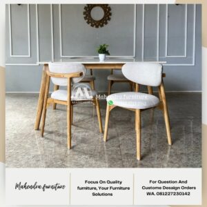 Set Meja Makan Marmer 4 Kursi Scandinavian Minimalis Modern - Gambar 6