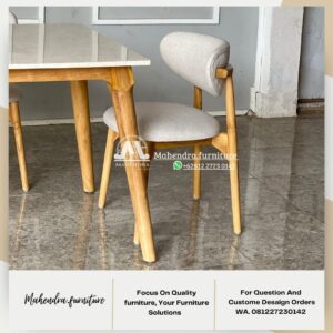 Set Meja Makan Marmer 4 Kursi Scandinavian Minimalis Modern - Gambar 7