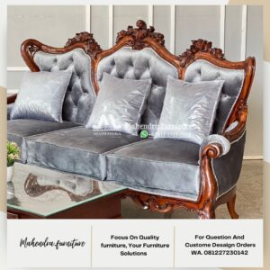 Set Sofa Tamu Kayu Jati Ukiran Klasik Mewah 3-2-1 Seater Jepara - Gambar 8