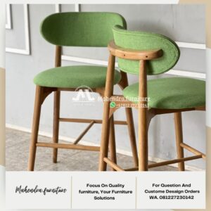 Kursi bar jati tinggi modern scandinavian - Gambar 2