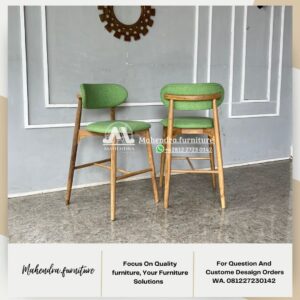 Kursi bar jati tinggi modern scandinavian - Gambar 4