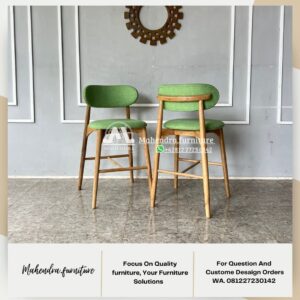 Kursi bar jati tinggi modern scandinavian - Gambar 6