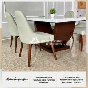 Set Meja Makan Marmer Putih 4 Kursi Minimalis Modern Jakarta - Gambar 8