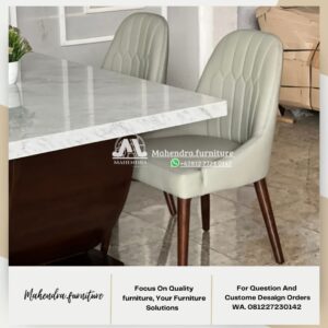 Set Meja Makan Marmer Putih 4 Kursi Minimalis Modern Jakarta - Gambar 6