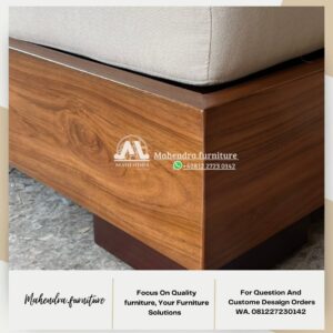 Set Sofa Minimalis Kayu Jati L Modern & Puff Sofa Tamu Premium - Gambar 9