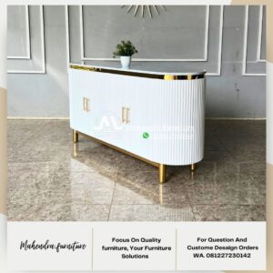 Meja Konsol Modern Mewah Putih+Gold Marmer Carrara Mewah - Gambar 2
