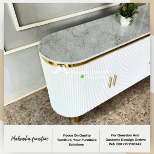 Meja Konsol Modern Mewah Putih+Gold Marmer Carrara Mewah - Gambar 8
