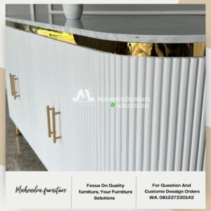 Meja Konsol Modern Mewah Putih+Gold Marmer Carrara Mewah - Gambar 10