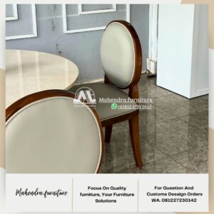 Set Meja Makan Bulat Kayu Jati 4 Kursi Meja Makan Elegan - Gambar 6
