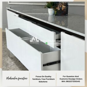 Bufet Meja TV Minimalis Modern 200Cm Kabinet TV Putih Hitam - Gambar 3