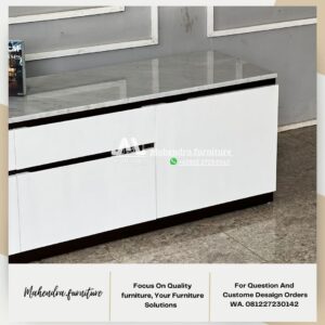 Bufet Meja TV Minimalis Modern 200Cm Kabinet TV Putih Hitam - Gambar 5
