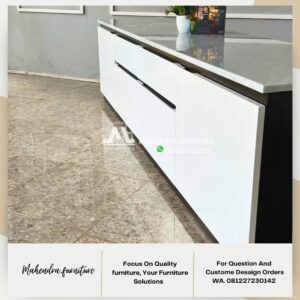Bufet Meja TV Minimalis Modern 200Cm Kabinet TV Putih Hitam - Gambar 8