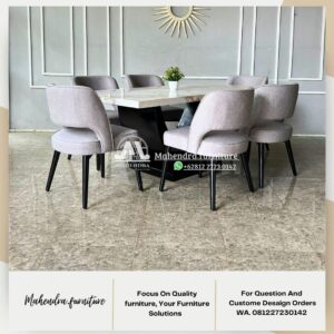 Set Meja Makan Marmer Minimalis Modern 6 Kursi Mewah - Gambar 11