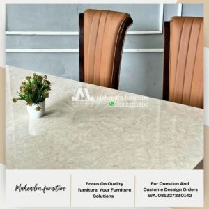 Set Meja Makan Marmer 6 Kursi Minimalis Modern Elegan Mewah - Gambar 4