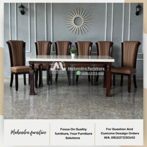 Set Meja Makan Marmer 6 Kursi Minimalis Modern Elegan Mewah - Gambar 7