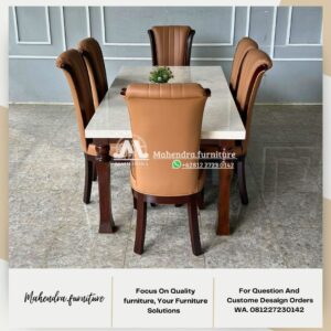 Set Meja Makan Marmer 6 Kursi Minimalis Modern Elegan Mewah - Gambar 8