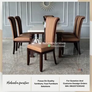 Set Meja Makan Marmer 6 Kursi Minimalis Modern Elegan Mewah - Gambar 9